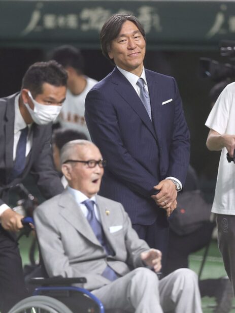 松井秀喜と長嶋茂雄の写真1